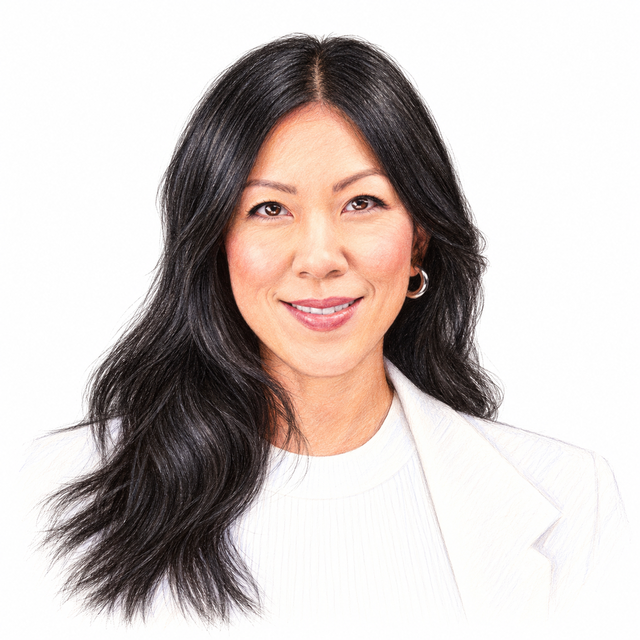 Colored pencil portrait of Michelle Li, MS, MBA