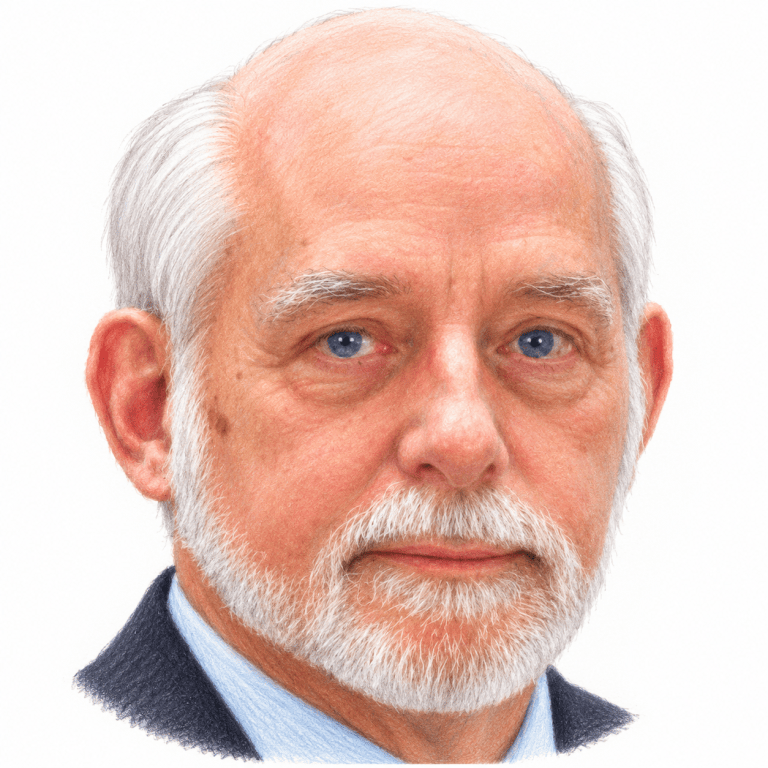 Colored pencil headshot of Russell Barkley, PhD